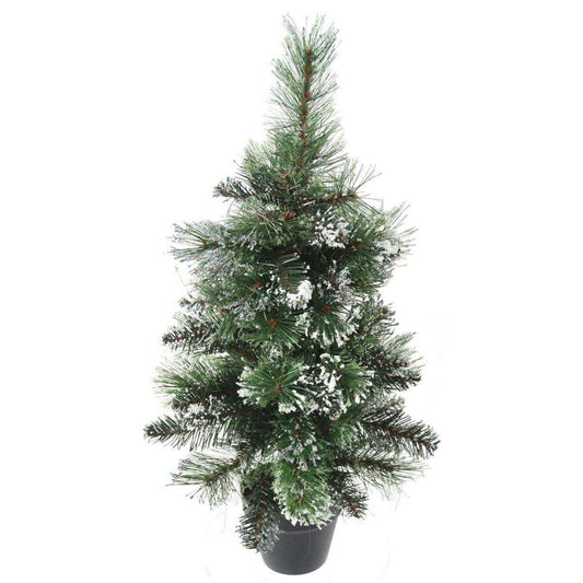 Sapin de noël mini Finley givré - plante synthétique intérieur - H.60cm vert blanc chariot noel