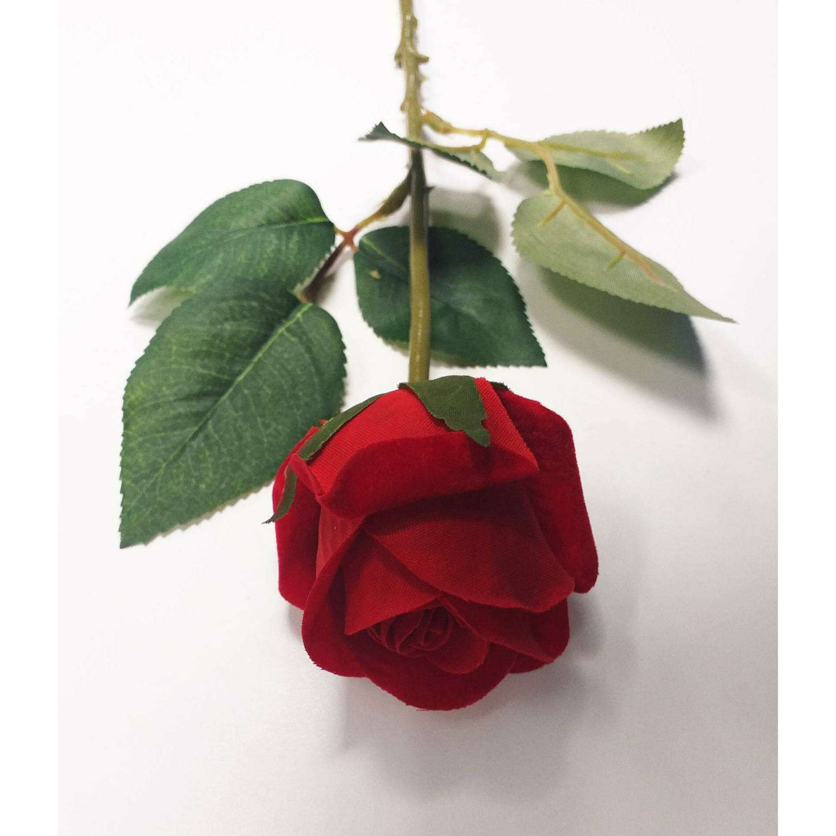 Tige de rose artificielle bouton en velours - composition florale - H.45cm rouge R3