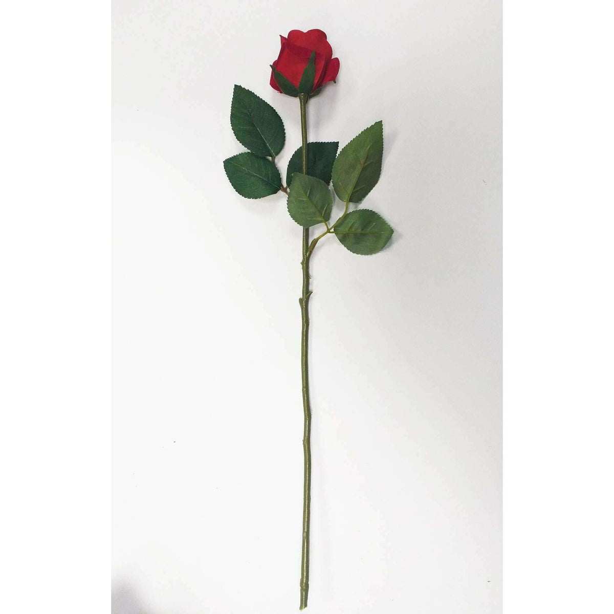 Tige de rose artificielle bouton en velours - composition florale - H.45cm rouge R3